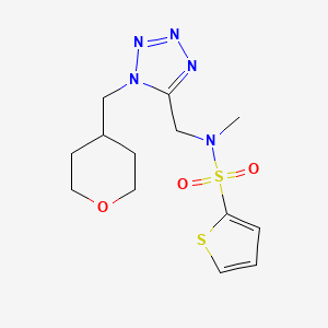 molecular formula C13H19N5O3S2 B7080589 N-methyl-N-[[1-(oxan-4-ylmethyl)tetrazol-5-yl]methyl]thiophene-2-sulfonamide 