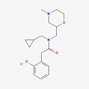 molecular formula C18H26N2O3 B7080628 N-(cyclopropylmethyl)-2-(2-hydroxyphenyl)-N-[(4-methylmorpholin-2-yl)methyl]acetamide 