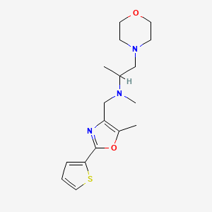 molecular formula C17H25N3O2S B7080646 N-methyl-N-[(5-methyl-2-thiophen-2-yl-1,3-oxazol-4-yl)methyl]-1-morpholin-4-ylpropan-2-amine 