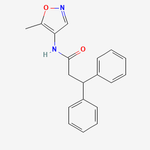 molecular formula C19H18N2O2 B7080661 N-(5-methyl-1,2-oxazol-4-yl)-3,3-diphenylpropanamide 