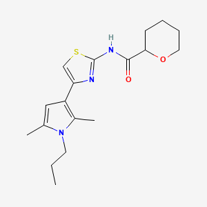 molecular formula C18H25N3O2S B7080707 N-[4-(2,5-dimethyl-1-propylpyrrol-3-yl)-1,3-thiazol-2-yl]oxane-2-carboxamide 