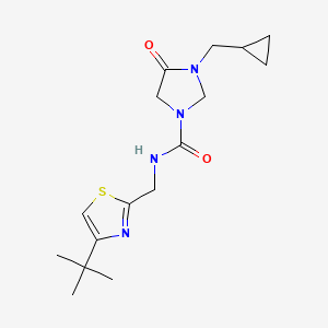 molecular formula C16H24N4O2S B7080849 N-[(4-tert-butyl-1,3-thiazol-2-yl)methyl]-3-(cyclopropylmethyl)-4-oxoimidazolidine-1-carboxamide 