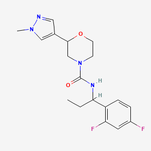molecular formula C18H22F2N4O2 B7080878 N-[1-(2,4-difluorophenyl)propyl]-2-(1-methylpyrazol-4-yl)morpholine-4-carboxamide 