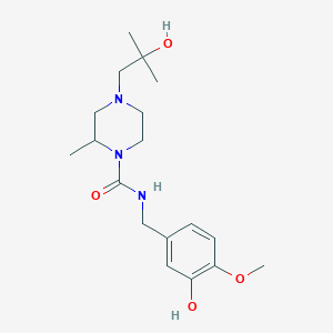 molecular formula C18H29N3O4 B7081076 N-[(3-hydroxy-4-methoxyphenyl)methyl]-4-(2-hydroxy-2-methylpropyl)-2-methylpiperazine-1-carboxamide 