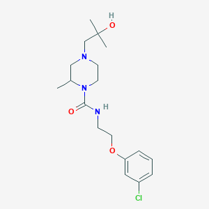 molecular formula C18H28ClN3O3 B7081083 N-[2-(3-chlorophenoxy)ethyl]-4-(2-hydroxy-2-methylpropyl)-2-methylpiperazine-1-carboxamide 