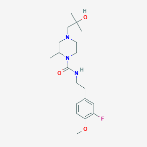 molecular formula C19H30FN3O3 B7081100 N-[2-(3-fluoro-4-methoxyphenyl)ethyl]-4-(2-hydroxy-2-methylpropyl)-2-methylpiperazine-1-carboxamide 