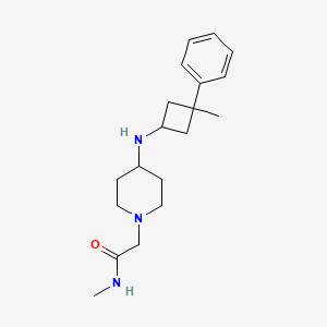 molecular formula C19H29N3O B7081289 N-methyl-2-[4-[(3-methyl-3-phenylcyclobutyl)amino]piperidin-1-yl]acetamide 