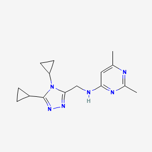 molecular formula C15H20N6 B7081291 N-[(4,5-dicyclopropyl-1,2,4-triazol-3-yl)methyl]-2,6-dimethylpyrimidin-4-amine 