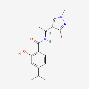 molecular formula C17H23N3O2 B7081374 N-[1-(1,3-dimethylpyrazol-4-yl)ethyl]-2-hydroxy-4-propan-2-ylbenzamide 