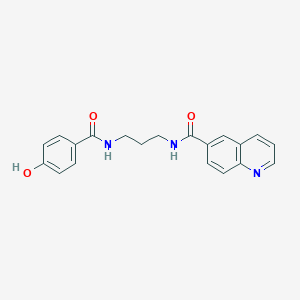 molecular formula C20H19N3O3 B7081551 N-[3-[(4-hydroxybenzoyl)amino]propyl]quinoline-6-carboxamide 
