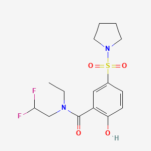 molecular formula C15H20F2N2O4S B7081554 N-(2,2-difluoroethyl)-N-ethyl-2-hydroxy-5-pyrrolidin-1-ylsulfonylbenzamide 