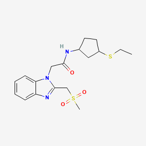 molecular formula C18H25N3O3S2 B7081584 N-(3-ethylsulfanylcyclopentyl)-2-[2-(methylsulfonylmethyl)benzimidazol-1-yl]acetamide 