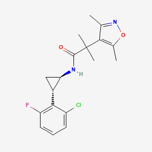 molecular formula C18H20ClFN2O2 B7081608 N-[(1R,2S)-2-(2-chloro-6-fluorophenyl)cyclopropyl]-2-(3,5-dimethyl-1,2-oxazol-4-yl)-2-methylpropanamide 