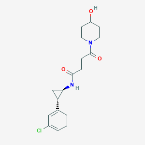 molecular formula C18H23ClN2O3 B7081631 N-[(1R,2S)-2-(3-chlorophenyl)cyclopropyl]-4-(4-hydroxypiperidin-1-yl)-4-oxobutanamide 