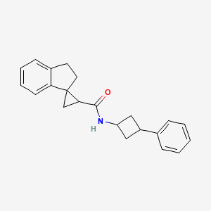 molecular formula C22H23NO B7081652 N-(3-phenylcyclobutyl)spiro[1,2-dihydroindene-3,2'-cyclopropane]-1'-carboxamide 