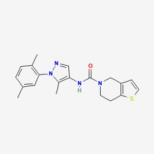 molecular formula C20H22N4OS B7081724 N-[1-(2,5-dimethylphenyl)-5-methylpyrazol-4-yl]-6,7-dihydro-4H-thieno[3,2-c]pyridine-5-carboxamide 