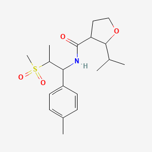molecular formula C19H29NO4S B7081755 N-[1-(4-methylphenyl)-2-methylsulfonylpropyl]-2-propan-2-yloxolane-3-carboxamide 