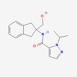 molecular formula C17H21N3O2 B7081778 N-[2-(hydroxymethyl)-1,3-dihydroinden-2-yl]-2-propan-2-ylpyrazole-3-carboxamide 