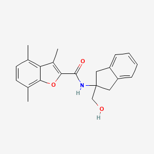molecular formula C22H23NO3 B7081780 N-[2-(hydroxymethyl)-1,3-dihydroinden-2-yl]-3,4,7-trimethyl-1-benzofuran-2-carboxamide 