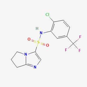 molecular formula C13H11ClF3N3O2S B7081790 N-[2-chloro-5-(trifluoromethyl)phenyl]-6,7-dihydro-5H-pyrrolo[1,2-a]imidazole-3-sulfonamide 