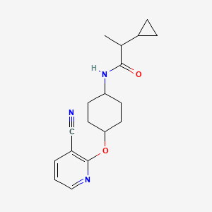 molecular formula C18H23N3O2 B7081963 N-[4-(3-cyanopyridin-2-yl)oxycyclohexyl]-2-cyclopropylpropanamide 