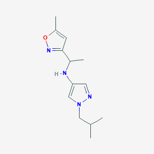 molecular formula C13H20N4O B7081983 N-[1-(5-methyl-1,2-oxazol-3-yl)ethyl]-1-(2-methylpropyl)pyrazol-4-amine 
