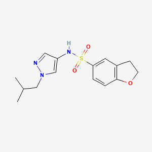 molecular formula C15H19N3O3S B7081990 N-[1-(2-methylpropyl)pyrazol-4-yl]-2,3-dihydro-1-benzofuran-5-sulfonamide 