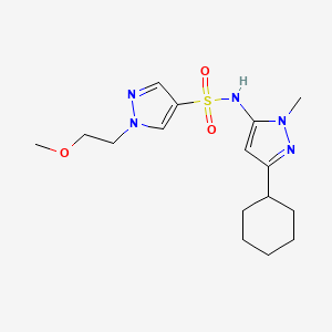 molecular formula C16H25N5O3S B7082070 N-(5-cyclohexyl-2-methylpyrazol-3-yl)-1-(2-methoxyethyl)pyrazole-4-sulfonamide 