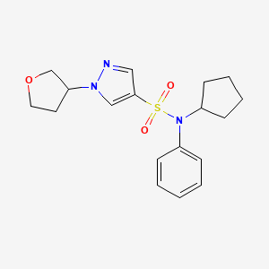 molecular formula C18H23N3O3S B7082136 N-cyclopentyl-1-(oxolan-3-yl)-N-phenylpyrazole-4-sulfonamide 