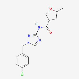 molecular formula C15H17ClN4O2 B7082152 N-[1-[(4-chlorophenyl)methyl]-1,2,4-triazol-3-yl]-5-methyloxolane-3-carboxamide 
