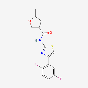 molecular formula C15H14F2N2O2S B7082170 N-[4-(2,5-difluorophenyl)-1,3-thiazol-2-yl]-5-methyloxolane-3-carboxamide 
