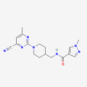 molecular formula C17H21N7O B7082176 N-[[1-(4-cyano-6-methylpyrimidin-2-yl)piperidin-4-yl]methyl]-1-methylpyrazole-4-carboxamide 