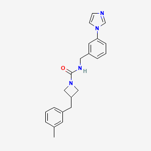 molecular formula C22H24N4O B7082262 N-[(3-imidazol-1-ylphenyl)methyl]-3-[(3-methylphenyl)methyl]azetidine-1-carboxamide 