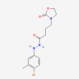 molecular formula C14H18BrN3O3 B7082263 N'-(4-bromo-3-methylphenyl)-4-(2-oxo-1,3-oxazolidin-3-yl)butanehydrazide 