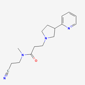 molecular formula C16H22N4O B7082283 N-(2-cyanoethyl)-N-methyl-3-(3-pyridin-2-ylpyrrolidin-1-yl)propanamide 