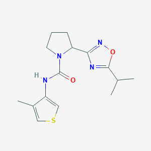 molecular formula C15H20N4O2S B7082351 N-(4-methylthiophen-3-yl)-2-(5-propan-2-yl-1,2,4-oxadiazol-3-yl)pyrrolidine-1-carboxamide 