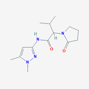 molecular formula C14H22N4O2 B7082397 N-(1,5-dimethylpyrazol-3-yl)-3-methyl-2-(2-oxopyrrolidin-1-yl)butanamide 