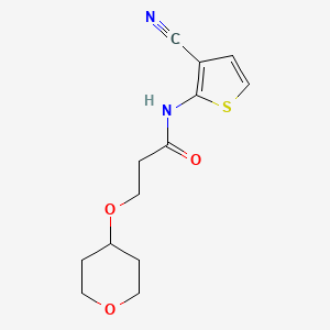 molecular formula C13H16N2O3S B7082448 N-(3-cyanothiophen-2-yl)-3-(oxan-4-yloxy)propanamide 