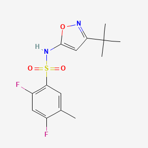 molecular formula C14H16F2N2O3S B7082452 N-(3-tert-butyl-1,2-oxazol-5-yl)-2,4-difluoro-5-methylbenzenesulfonamide 