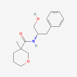 molecular formula C16H23NO3 B7082499 N-[(2S)-1-hydroxy-3-phenylpropan-2-yl]-3-methyloxane-3-carboxamide 