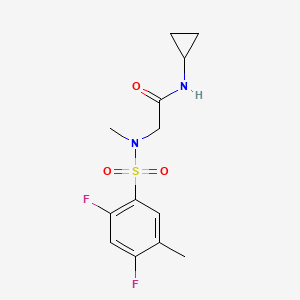 molecular formula C13H16F2N2O3S B7082585 N-cyclopropyl-2-[(2,4-difluoro-5-methylphenyl)sulfonyl-methylamino]acetamide 
