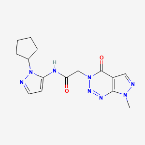 molecular formula C15H18N8O2 B7082673 N-(2-cyclopentylpyrazol-3-yl)-2-(7-methyl-4-oxopyrazolo[3,4-d]triazin-3-yl)acetamide 