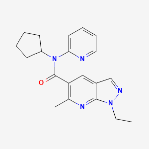 molecular formula C20H23N5O B7082702 N-cyclopentyl-1-ethyl-6-methyl-N-pyridin-2-ylpyrazolo[3,4-b]pyridine-5-carboxamide 