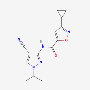 molecular formula C14H15N5O2 B7082704 N-(4-cyano-1-propan-2-ylpyrazol-3-yl)-3-cyclopropyl-1,2-oxazole-5-carboxamide 
