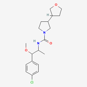 molecular formula C19H27ClN2O3 B7082718 N-[1-(4-chlorophenyl)-1-methoxypropan-2-yl]-3-(oxolan-3-yl)pyrrolidine-1-carboxamide 