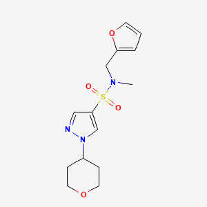 molecular formula C14H19N3O4S B7082829 N-(furan-2-ylmethyl)-N-methyl-1-(oxan-4-yl)pyrazole-4-sulfonamide 