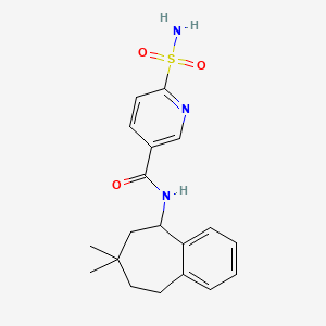 molecular formula C19H23N3O3S B7082835 N-(7,7-dimethyl-5,6,8,9-tetrahydrobenzo[7]annulen-5-yl)-6-sulfamoylpyridine-3-carboxamide 