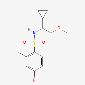molecular formula C13H18FNO3S B7082876 N-(1-cyclopropyl-2-methoxyethyl)-4-fluoro-2-methylbenzenesulfonamide 