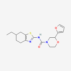 molecular formula C18H23N3O3S B7082878 N-(6-ethyl-4,5,6,7-tetrahydro-1,3-benzothiazol-2-yl)-2-(furan-2-yl)morpholine-4-carboxamide 