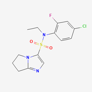 molecular formula C14H15ClFN3O2S B7082935 N-(4-chloro-2-fluorophenyl)-N-ethyl-6,7-dihydro-5H-pyrrolo[1,2-a]imidazole-3-sulfonamide 